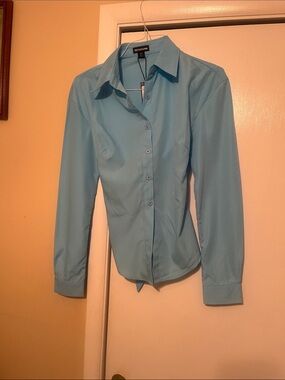 PrettyLittleThing Light Blue Button-Front Shirt